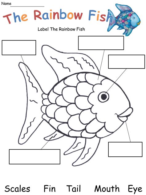 rainbow fish worksheets